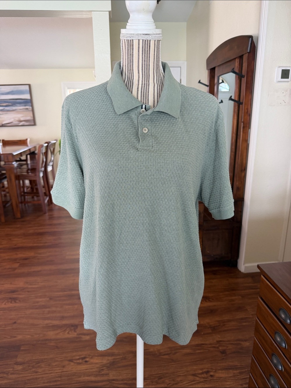 Ted Baker London Men's Sage Green Textured Polo